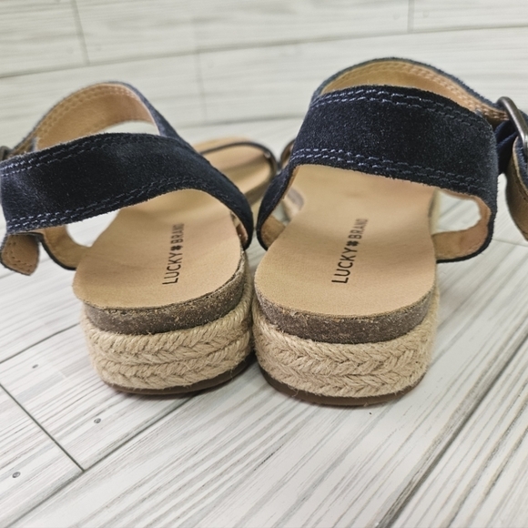 Lucky Brand Gabrien Suede Espadrille Sandals in Blue and Tan Size 6 - Picture 9 of 10